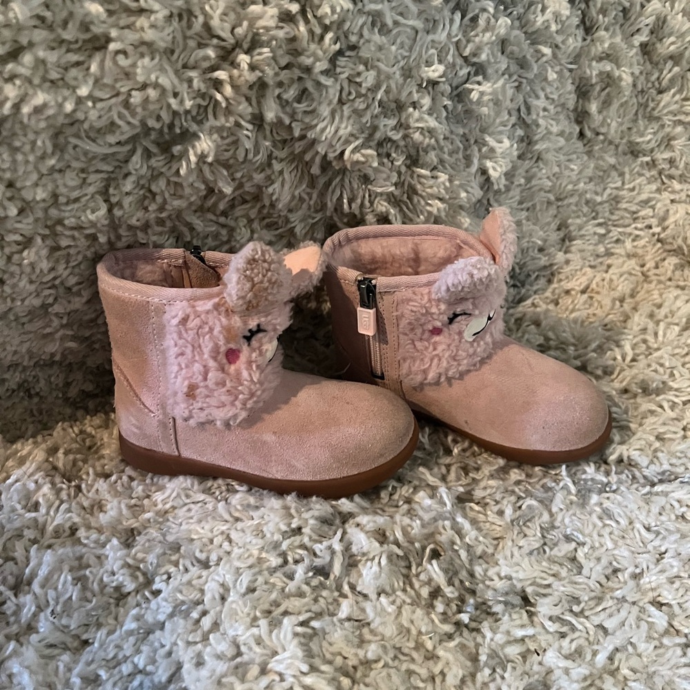 Nordstrom Ugg Llama Stuffie Boots Pink faux-Suede Sherpa faux-Wool Toddler 8